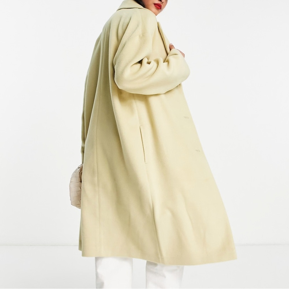 TOPSHOP Slouchy Oversized Button Blanket Trench Coat Cream/Green - 10 Tall